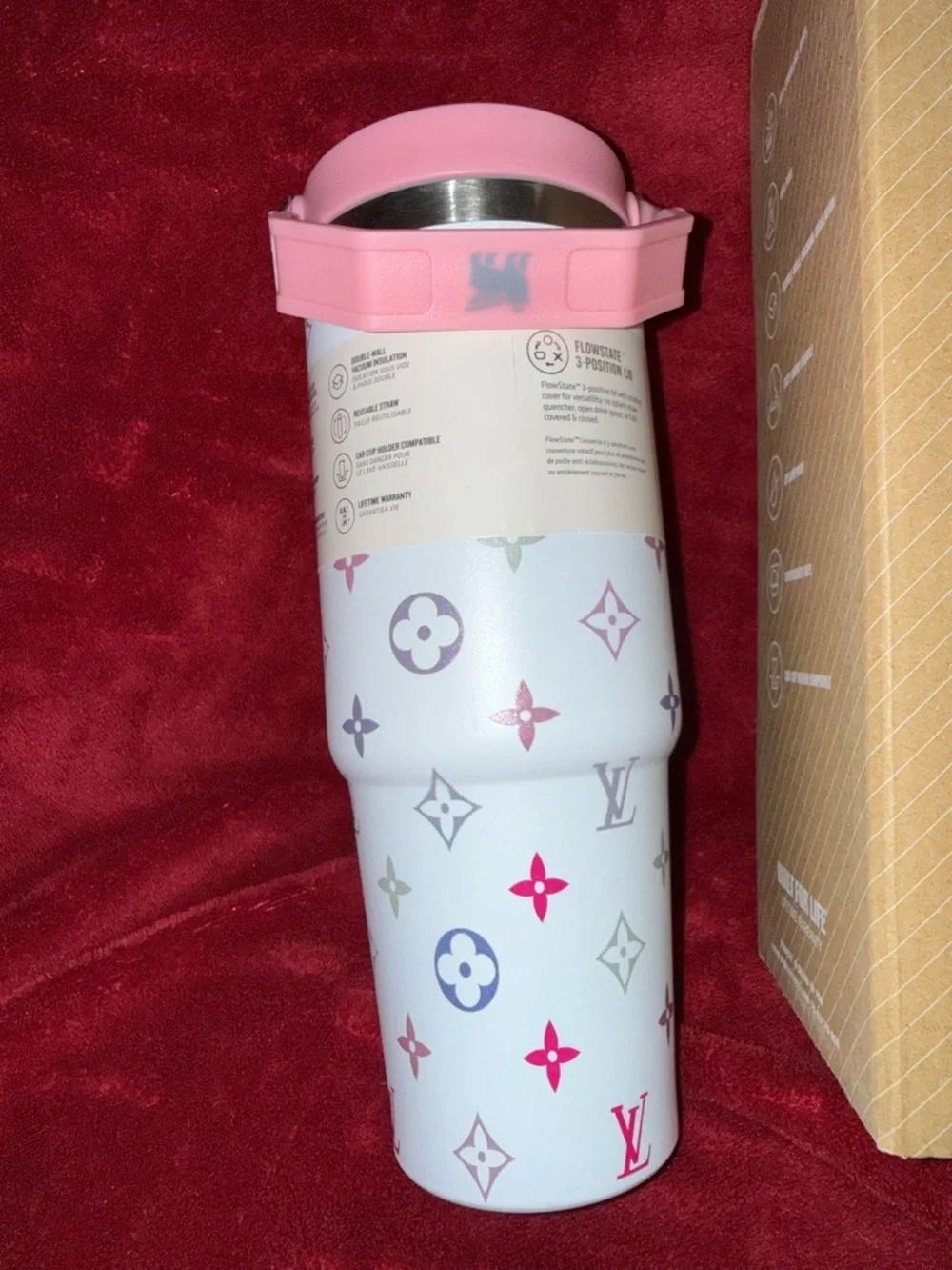 Stanley Quencher H2.0 30oz White Tumbler Multicolor Monogram Design- Peach NIB - Picture 4 of 4
